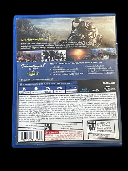 2018 Fallout 76 Tricentennial Edition Sony PS4 Playstation 4 Complete Game