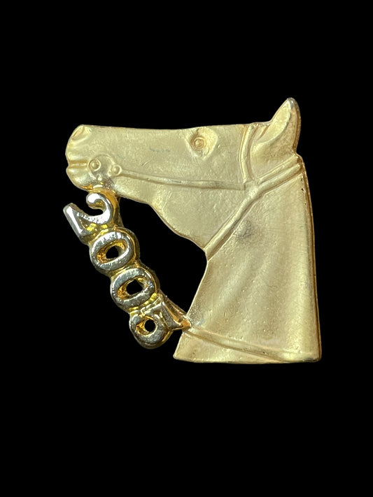 2005 Gold Tone Horse Head Brooch Pin