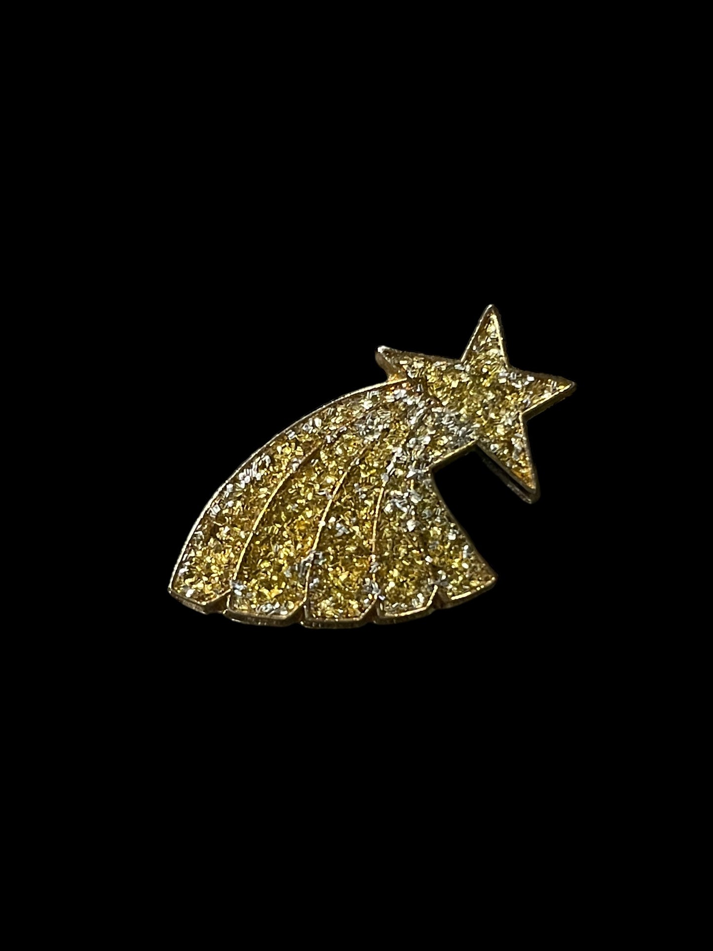 Vintage Gold Glitter Shooting Star Enamel Brooch Pin