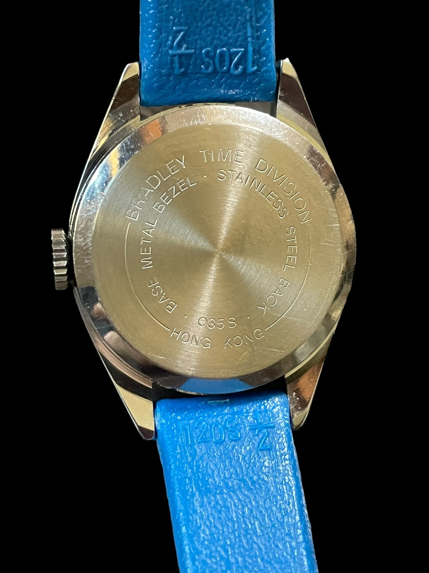 80's Blue Bradley Smurf Time Faux Leather Watch