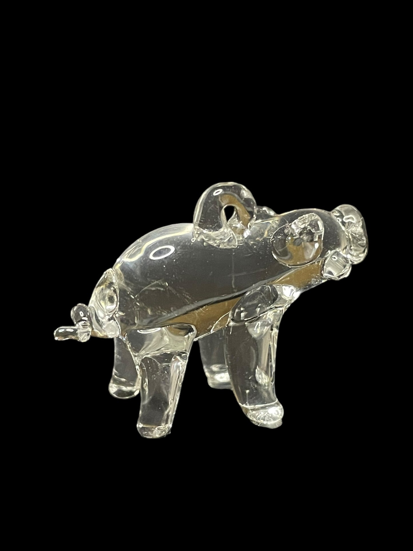 Vintage Mini Glass Crystal Pig Figurine Pendant