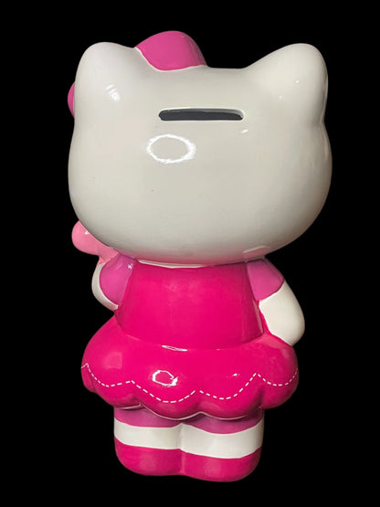 2013 Sanrio Pink Hello Kitty Holding Pink Teddy Bear Collectible Ceramic Piggy Bank