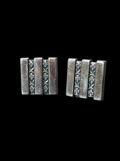 Vintage Signed Hickok Floral Design Square Cufflinks Made in USA