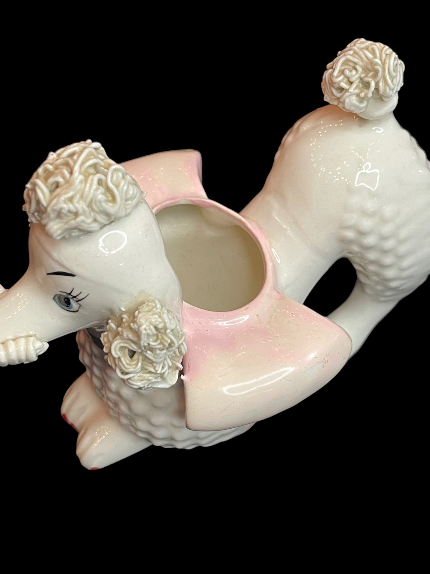 Rare Vintage Porcelain Spaghetti Poodle Lipstick Holder I.W.Rice and Co.