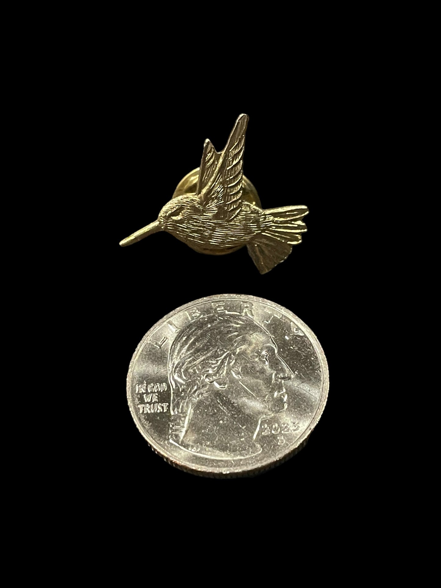 Gold Tone Hummingbird Brooch Pin