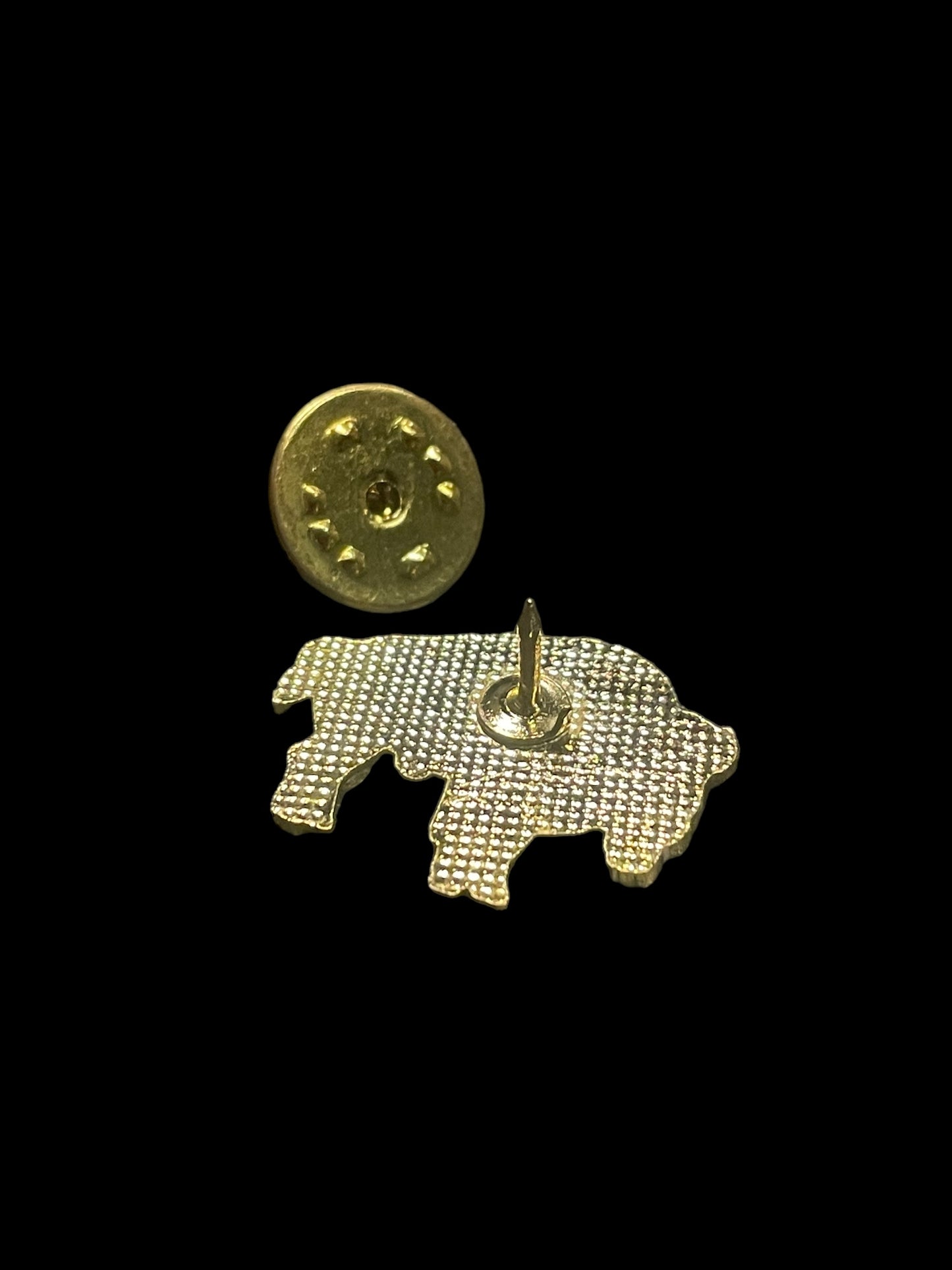 Vintage Gold Tone White Bison Enamel Brooch Pin