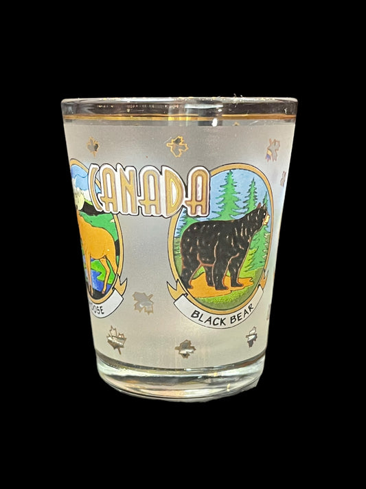 Canada Wildlife Animals Gold Rim Shot Glass