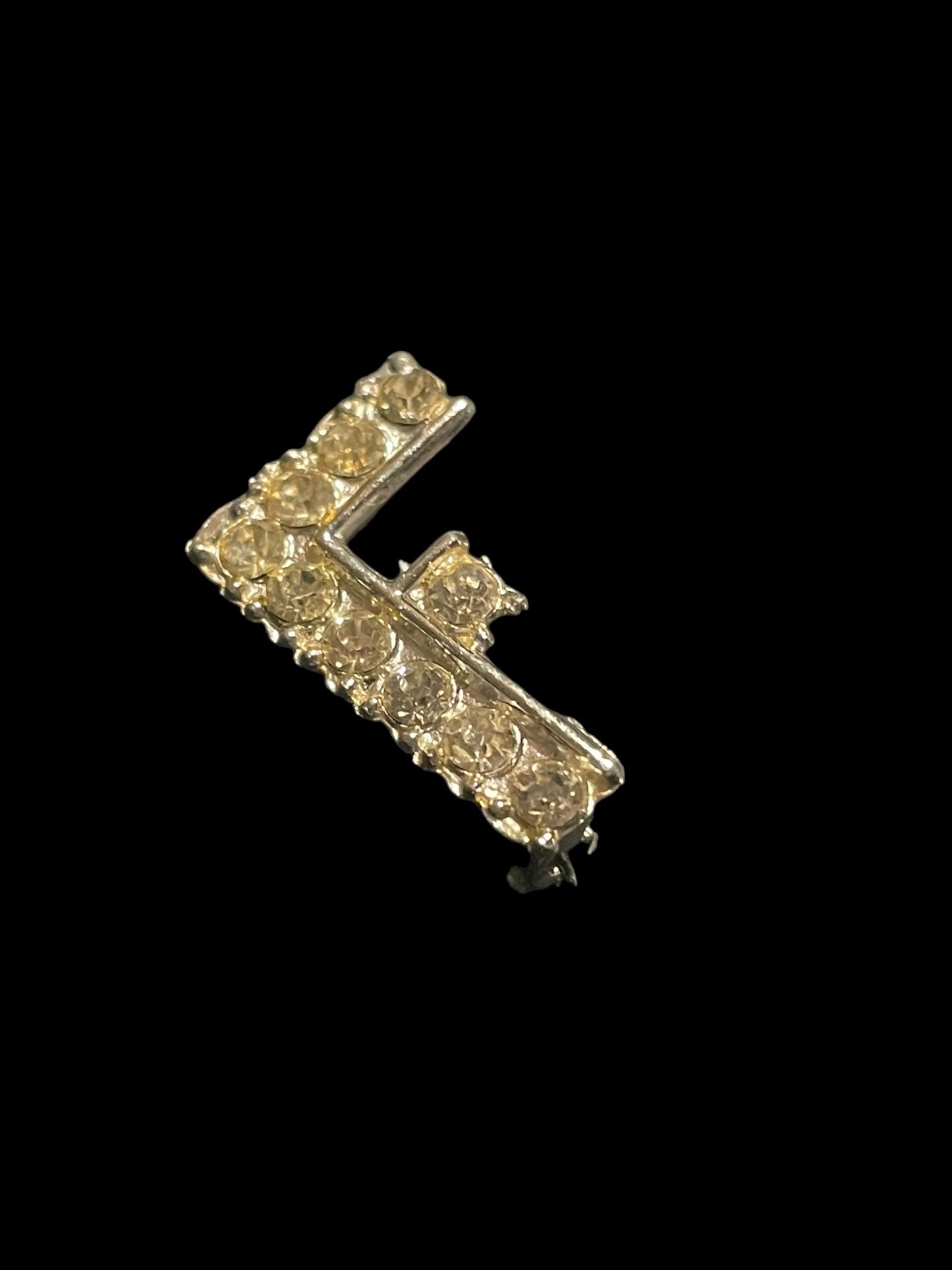 Vintage Rhinestones Capital F Brooch