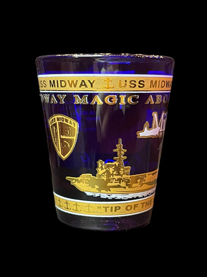 USS Midway Magic Blue and Gold Shot Glass