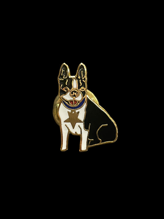 Vintage Boston Terrier with Star Collar Enamel Brooch Pin