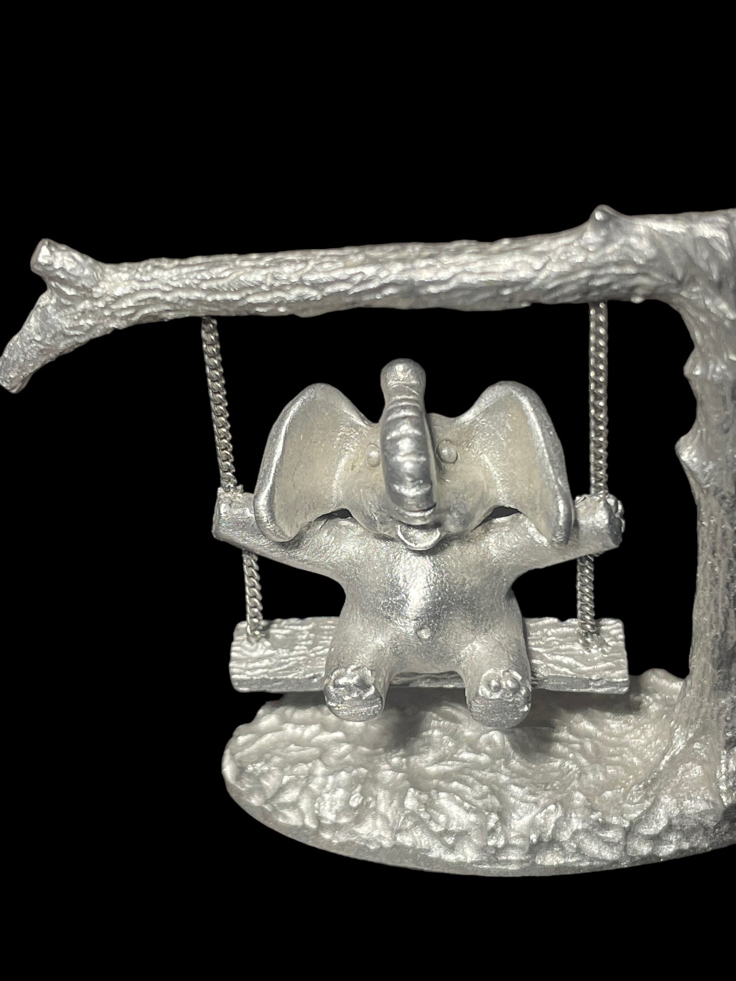 Vintage Spoontique Fine Pewter Elephant on Swing Mini Figurine