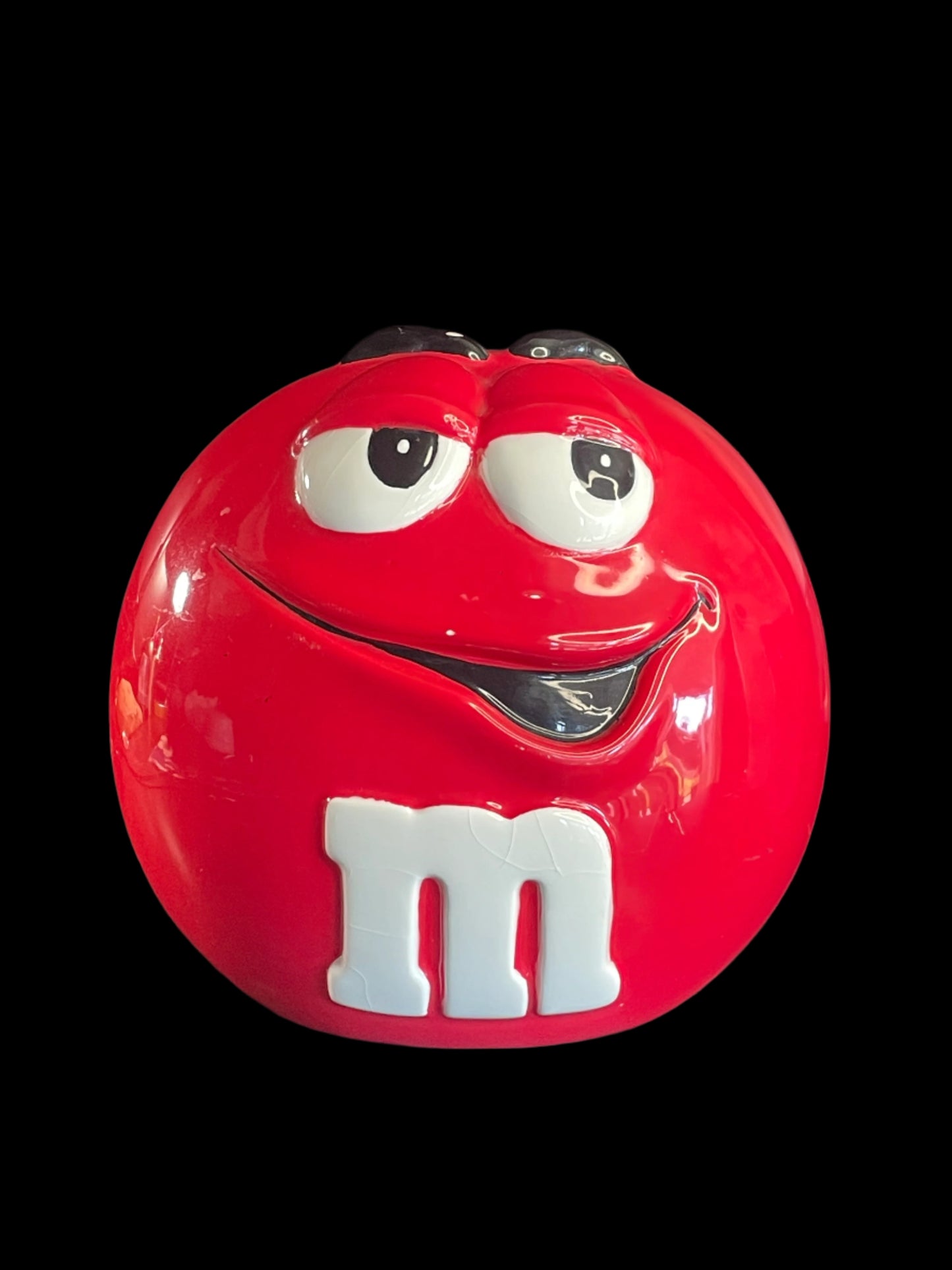 2001 Galerie M&M Red Candy Ceramic Cookie Jar with Lid