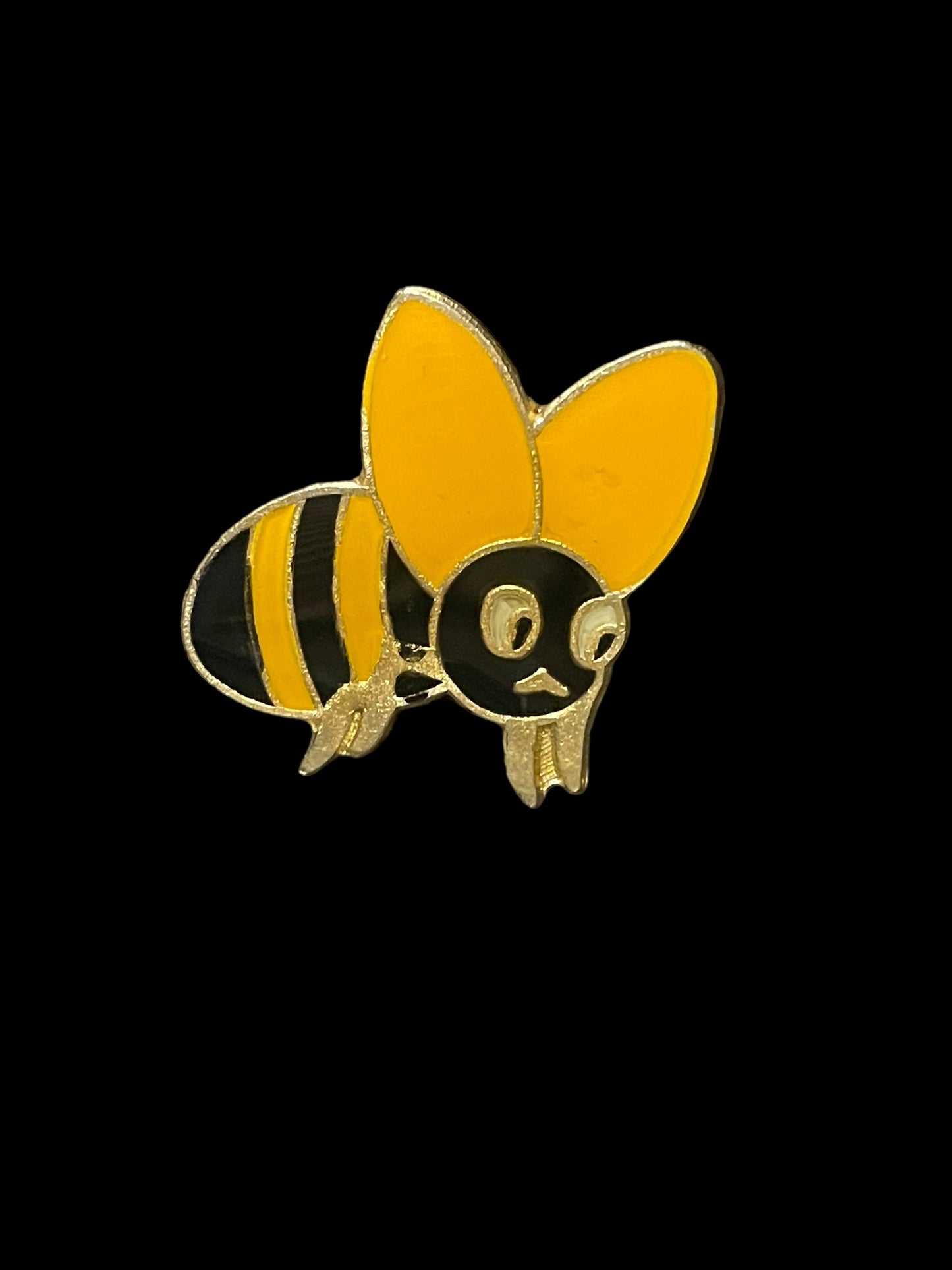 Vintage Gold Tone Black and Yellow Honey or Bumble Bee Enamel Brooch Pin