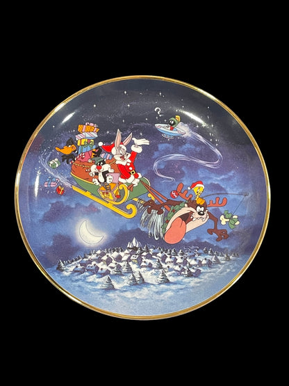 1993 Franklin Mint Looney Tunes Bugs Bunny What's Up Santa? Limited Edition Plate