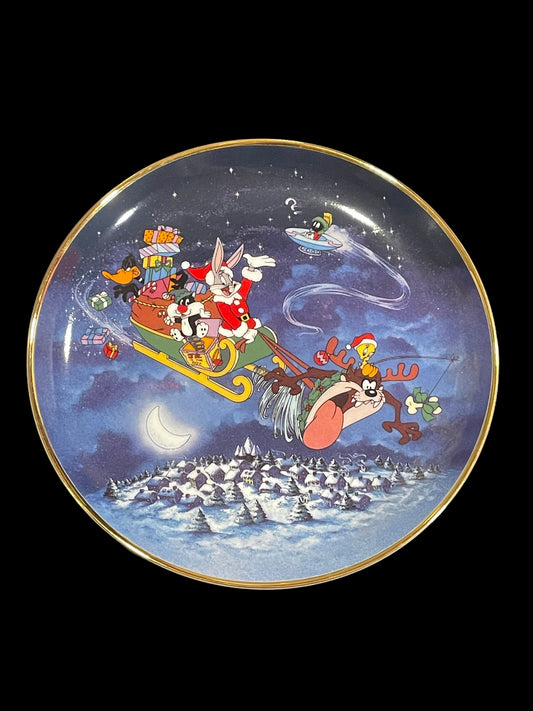 1993 Franklin Mint Looney Tunes Bugs Bunny What's Up Santa? Limited Edition Plate