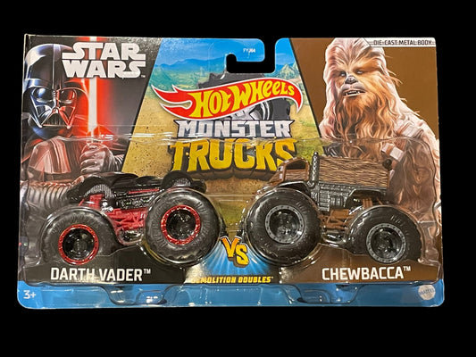 2020 Hot Wheels Star Wars Monster Trucks Demolition Doubles Darth Vader vs Chewbacca