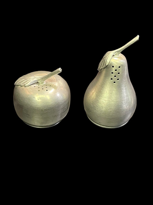 Pair of Web Pewter Apple and Pear Salt and Pepper Shakers