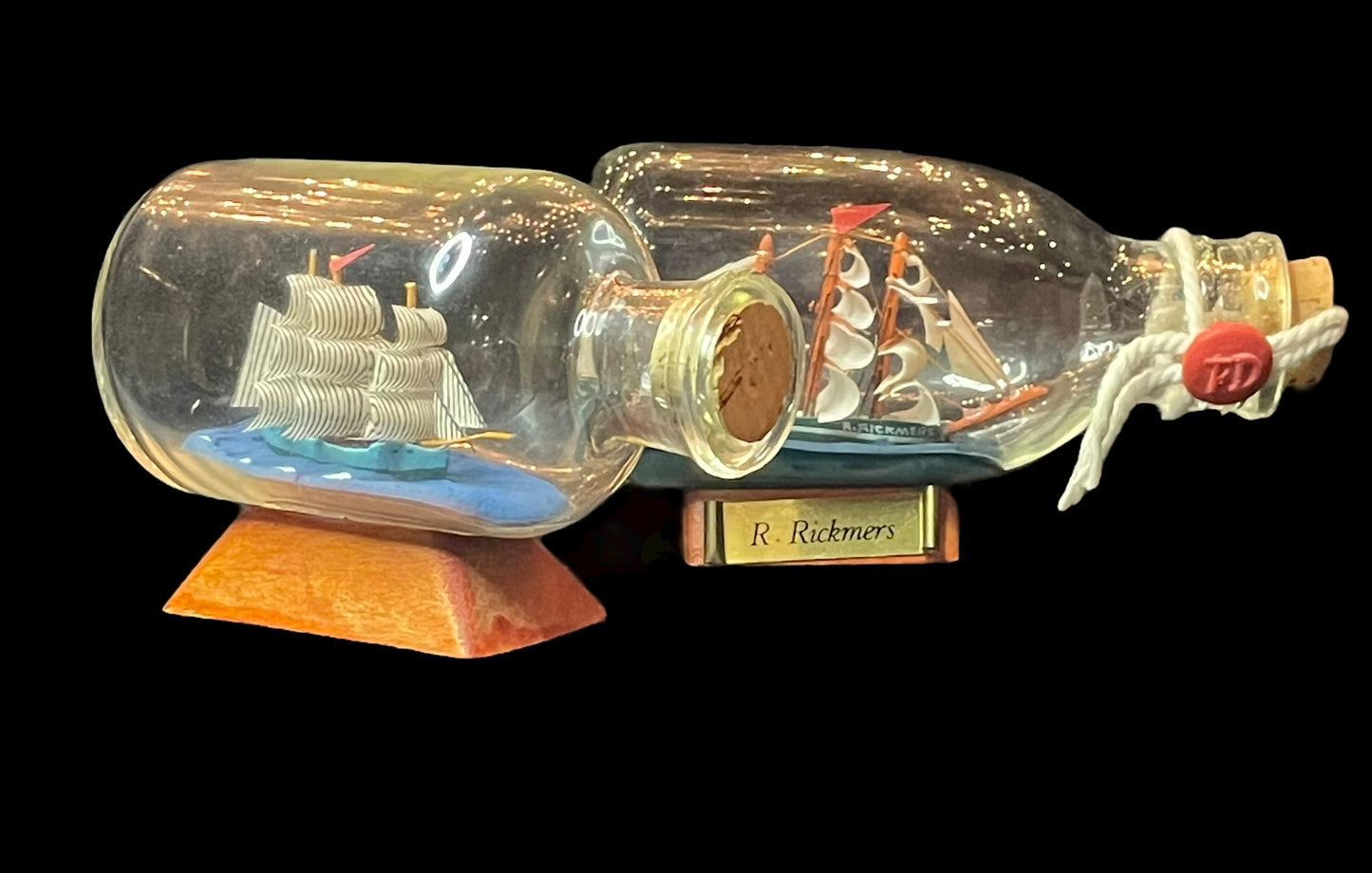 Two Vintage Small Ship in a Bottle