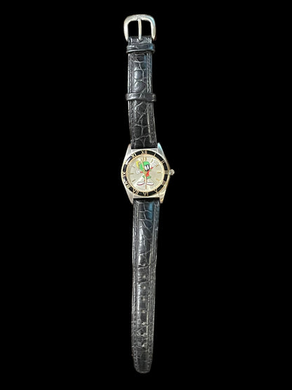 Warner Bros Marvin the Martian Black Bezel/Gold Tone Roman Numeral and Dial Watch By Fossil