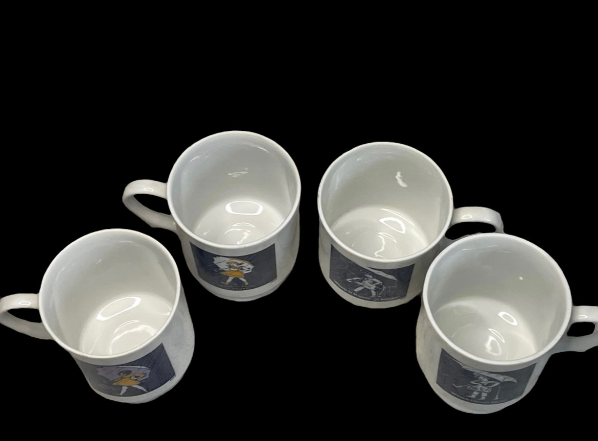 Vintage Morton Salt Coffee or Tea Mugs Set of 4 1912, 1914, 1956 & 1972