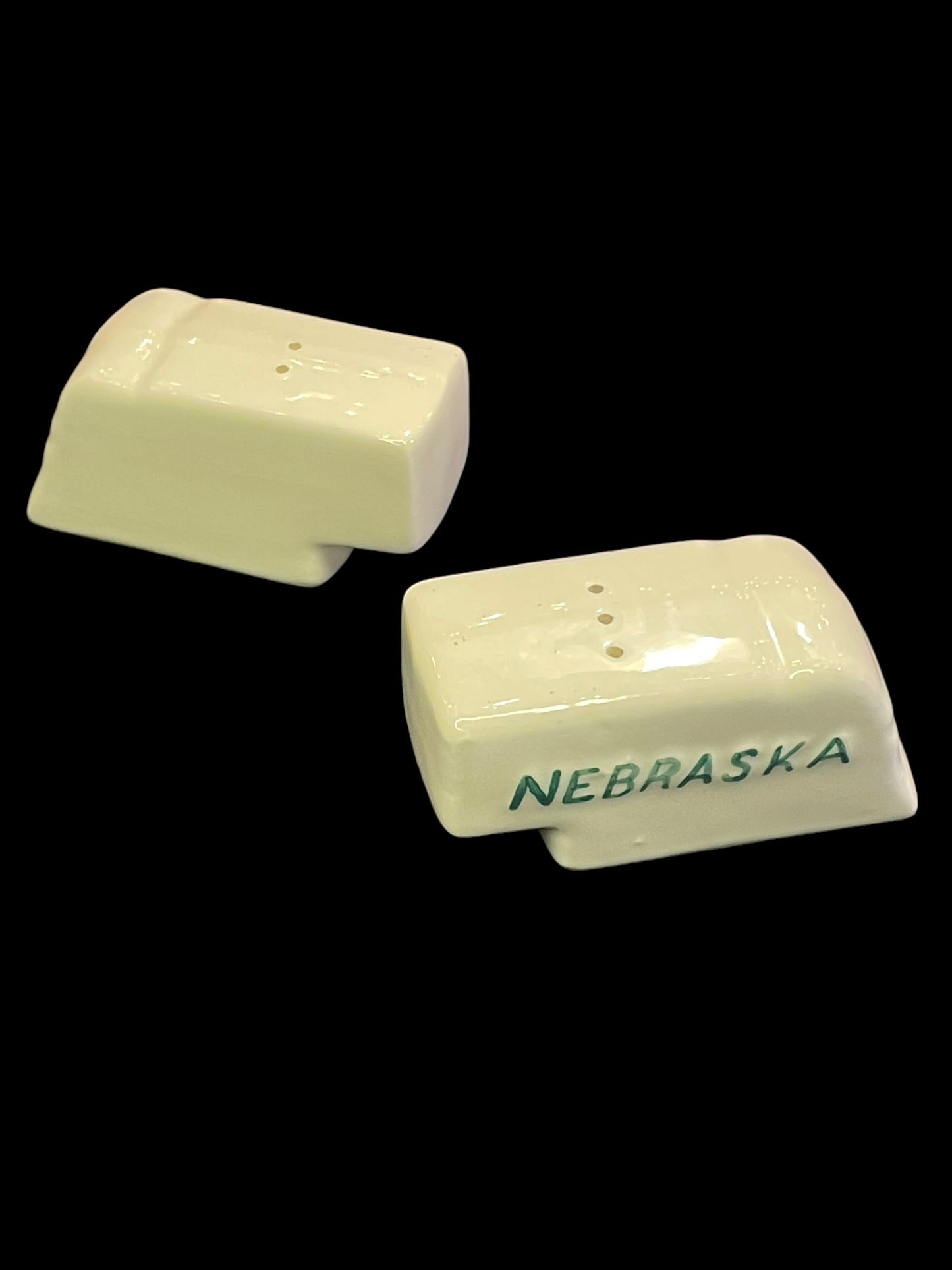 Pair of Vintage Glass Nebraska Salt and Pepper Shakers