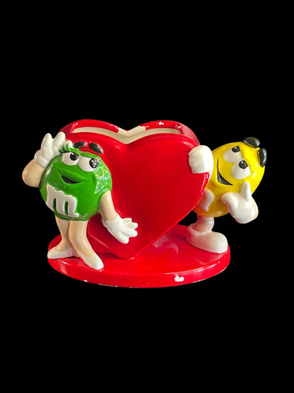 M&M Green & Yellow FTD Ceramic Valentine's Red Heart Vase or Planter