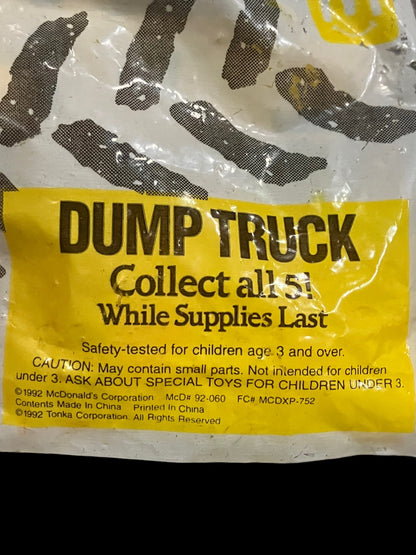 1992 Tonka Truck Dump Truck McDonald's Happy Meal Toy