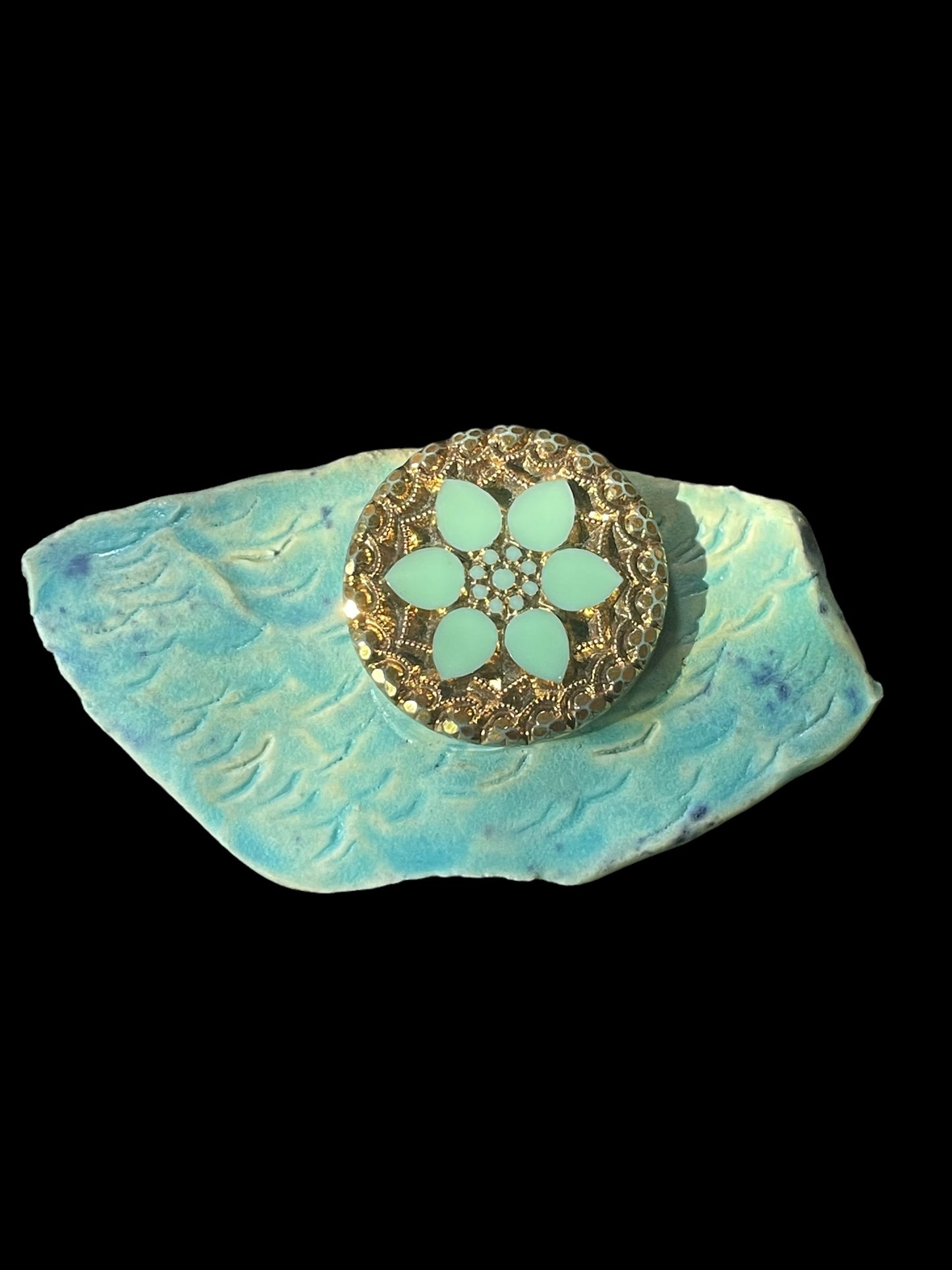 Handmade Clay Turquoise Brooch