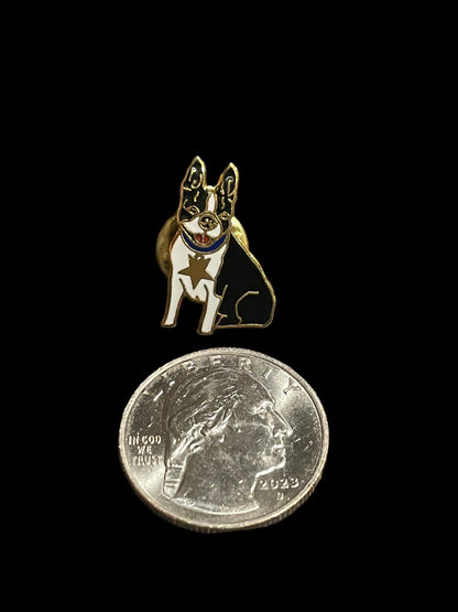 Vintage Boston Terrier with Star Collar Enamel Brooch Pin