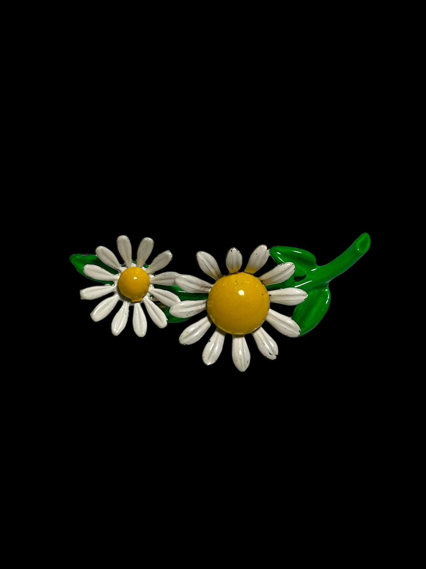 60s Enamel Daisy Flower Brooch Pin