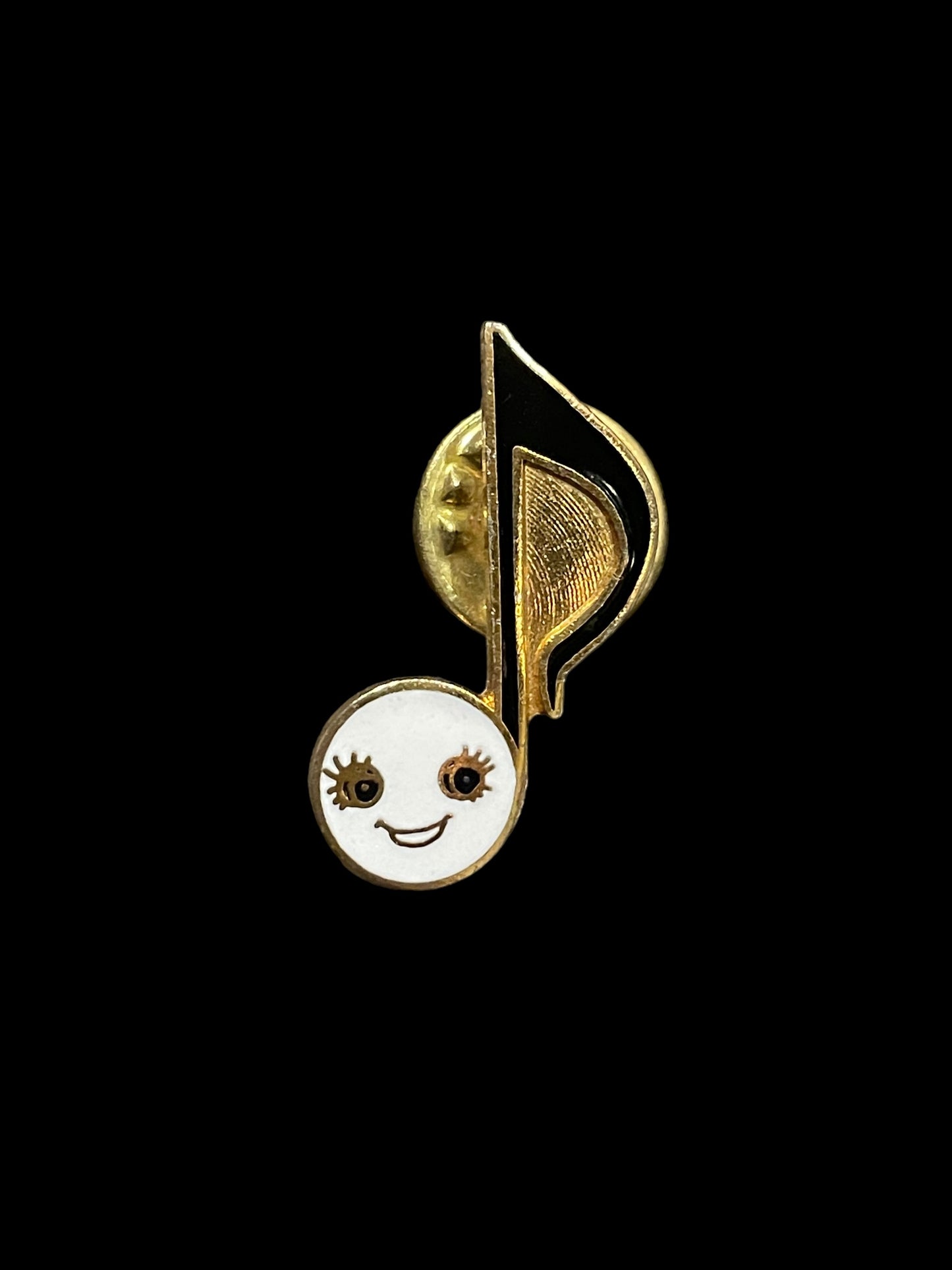 Whimsical Smiling Eighth Note Enamel Brooch Pin