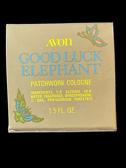 Avon Good Luck Elephant Patchwork Cologne 1.5oz Full