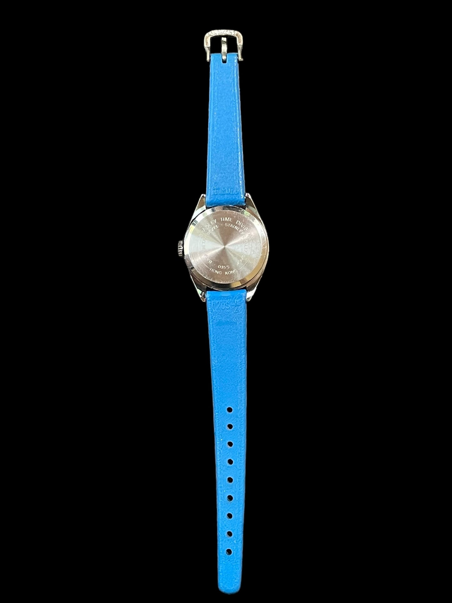 80's Blue Bradley Smurf Time Faux Leather Watch