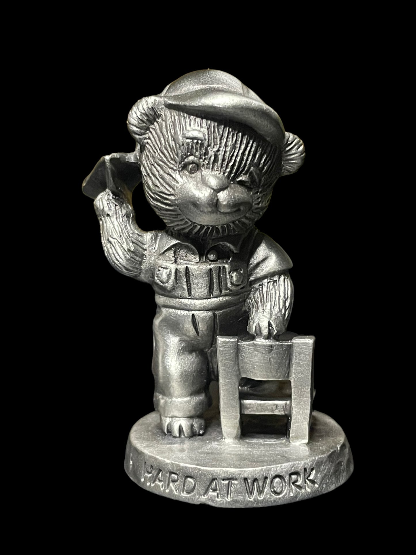 1983 Avon Fine Pewter Miniature Bear Hard At Work