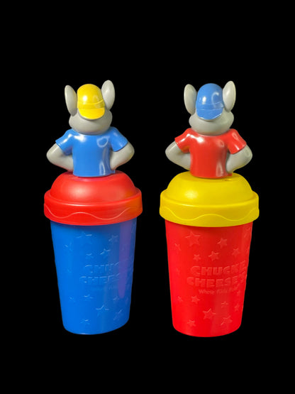 2012 Pair of Chuck E Cheese Collectible Banned Cups