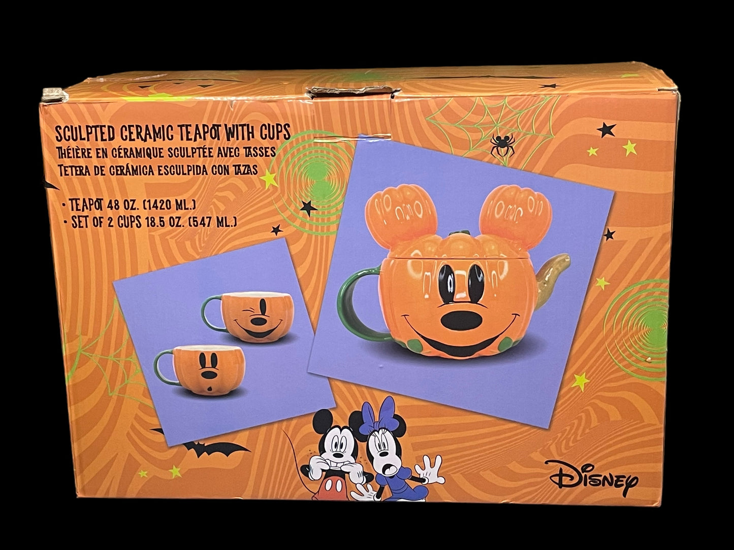 Disney Bioworld Sculpted Ceramic Mickey Pumpkin Tea Set