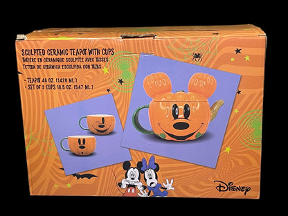 Disney Bioworld Sculpted Ceramic Mickey Pumpkin Tea Set