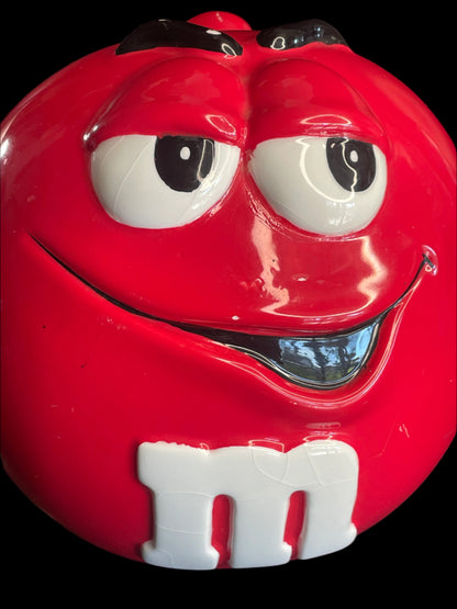 2001 Galerie M&M Red Candy Ceramic Cookie Jar with Lid