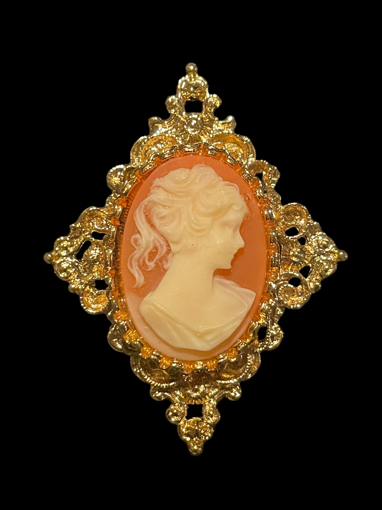 Vintage Gerry's Cameo Diamond Brooch Pin