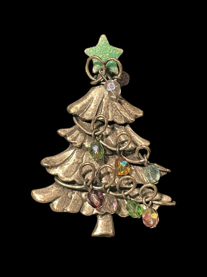 80's Pewter Christmas Tree Brooch