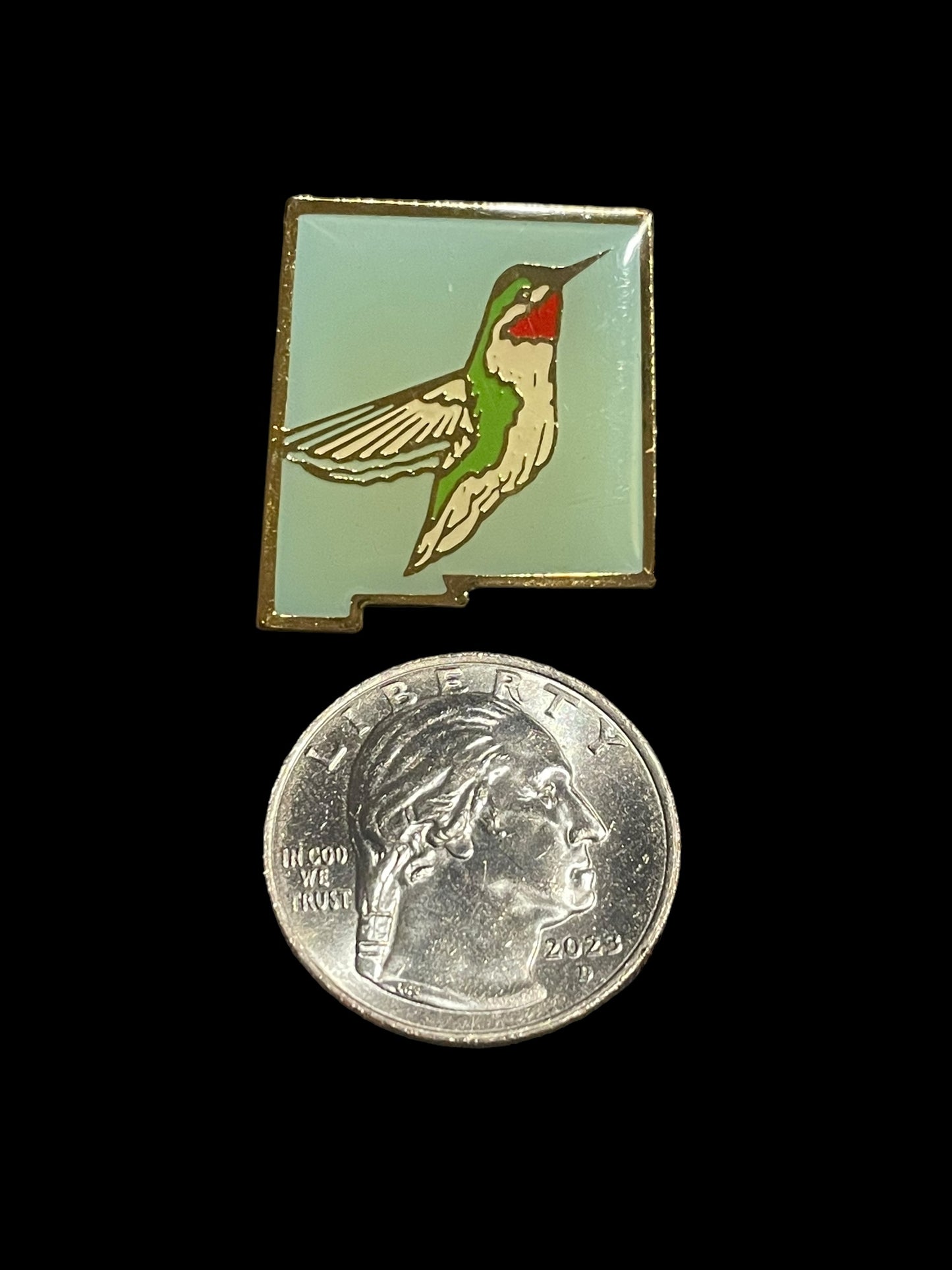 Vintage New Mexico Hummingbird Enamel Brooch Pin