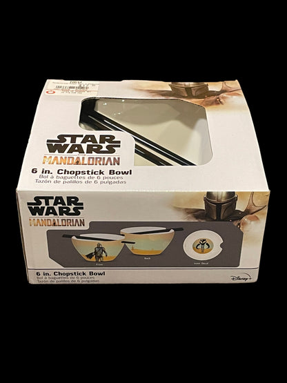 Star Wars The Mandalorian Din Djarin Ceramic Ramen Bowl W/ Chopsticks 6 inches