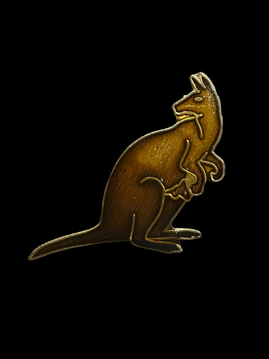 Vintage Australia Brown Kangaroo Enamel Brooch Pin