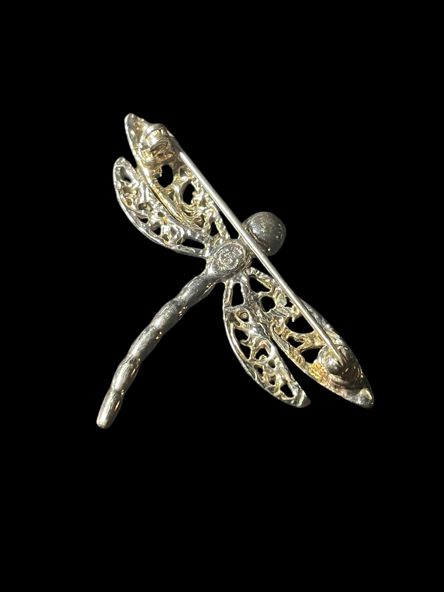 Premier Designs Silver Tone Clear Rhinestone Dragonfly Brooch Pin