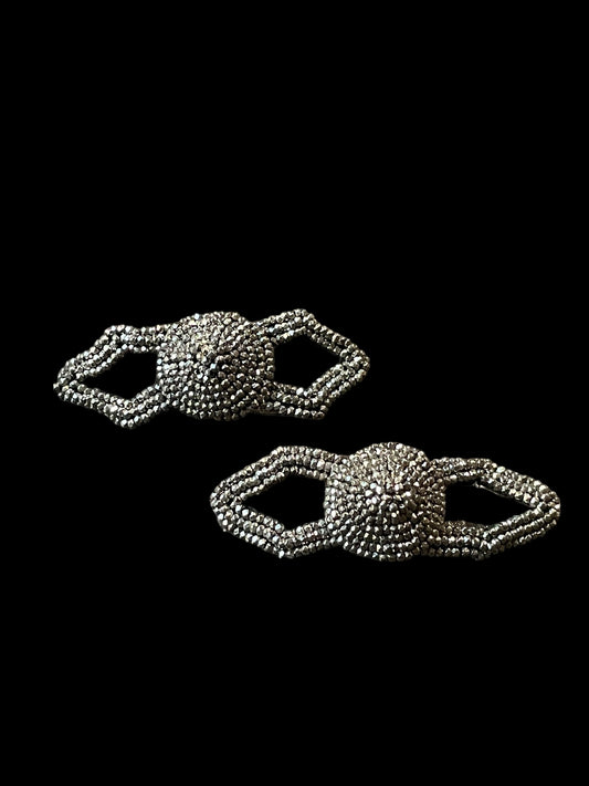 Pair of Vintage Steel Cut Beaded Shoe Clips