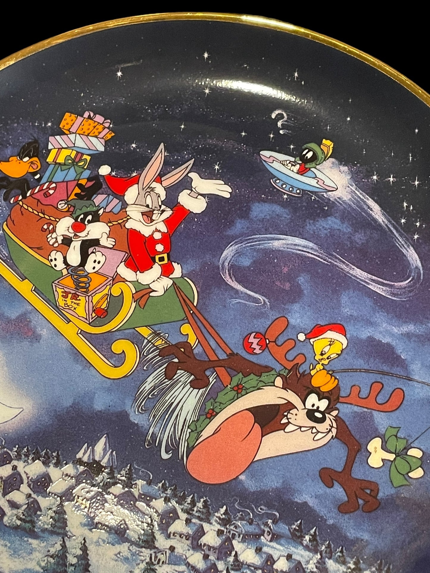 1993 Franklin Mint Looney Tunes Bugs Bunny What's Up Santa? Limited Edition Plate