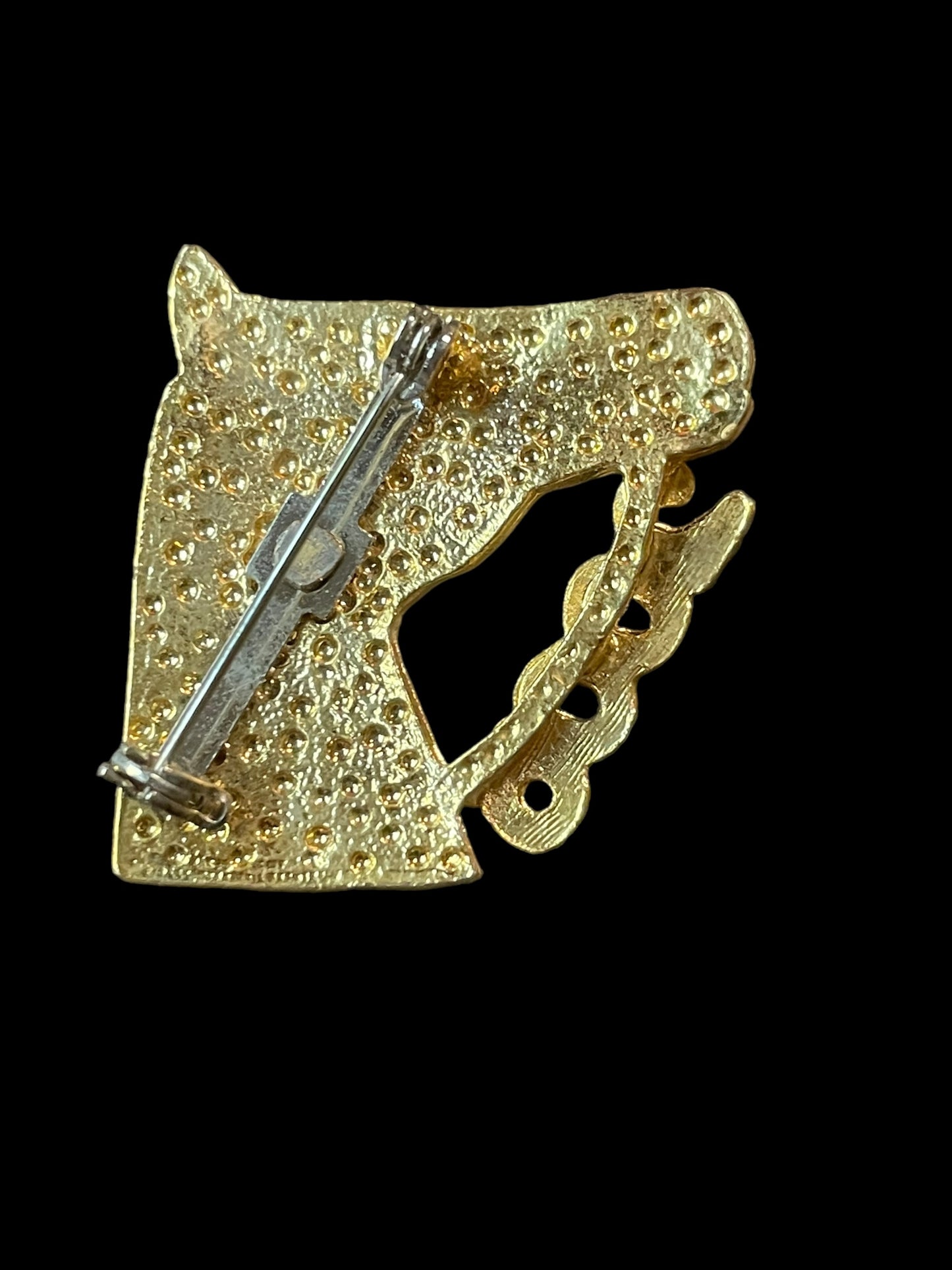 2005 Gold Tone Horse Head Brooch Pin