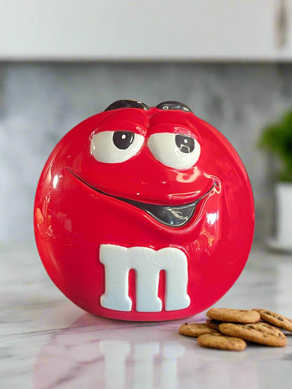 2001 Galerie M&M Red Candy Ceramic Cookie Jar with Lid