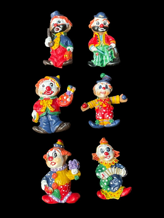 Vintage Set of 6 Clown Brooch Pins