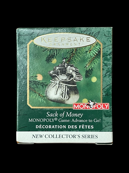 2000 Hallmark Keepsake Ornament Sack of Money, Monopoly, Miniature